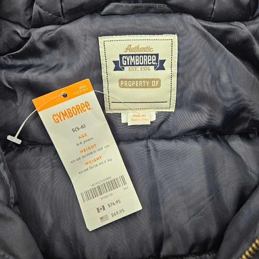 New Gymboree Puffer Parka Jacket Size S 5-6 Navy Blue Faux Fur Hooded Coat